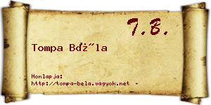Tompa Béla névjegykártya