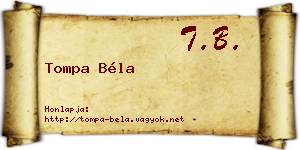 Tompa Béla névjegykártya